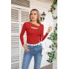 imageVICHYIE Womens Fashion Fall Clothes One Piece Cutout Tops Long Sleeve Ribbed Slim Fitted Shirts Tee TshirtsLongred