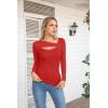 imageVICHYIE Womens Fashion Fall Clothes One Piece Cutout Tops Long Sleeve Ribbed Slim Fitted Shirts Tee TshirtsLongred