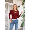 imageVICHYIE Womens Fashion Fall Clothes One Piece Cutout Tops Long Sleeve Ribbed Slim Fitted Shirts Tee TshirtsLongwine Red