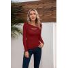 imageVICHYIE Womens Fashion Fall Clothes One Piece Cutout Tops Long Sleeve Ribbed Slim Fitted Shirts Tee TshirtsLongwine Red