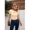 imageVICHYIE Womens Fashion Fall Clothes One Piece Cutout Tops Long Sleeve Ribbed Slim Fitted Shirts Tee TshirtsShortapricot