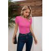 imageVICHYIE Womens Fashion Fall Clothes One Piece Cutout Tops Long Sleeve Ribbed Slim Fitted Shirts Tee TshirtsShorthot Pink