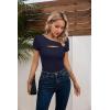 imageVICHYIE Womens Fashion Fall Clothes One Piece Cutout Tops Long Sleeve Ribbed Slim Fitted Shirts Tee TshirtsShortnavy