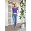 imageVICHYIE Womens Fashion Fall Clothes One Piece Cutout Tops Long Sleeve Ribbed Slim Fitted Shirts Tee TshirtsShortpurple