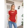 imageVICHYIE Womens Fashion Fall Clothes One Piece Cutout Tops Long Sleeve Ribbed Slim Fitted Shirts Tee TshirtsShortred