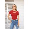 imageVICHYIE Womens Fashion Fall Clothes One Piece Cutout Tops Long Sleeve Ribbed Slim Fitted Shirts Tee TshirtsShortred