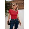 imageVICHYIE Womens Fashion Fall Clothes One Piece Cutout Tops Long Sleeve Ribbed Slim Fitted Shirts Tee TshirtsShortred