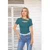imageVICHYIE Womens Fashion Fall Clothes One Piece Cutout Tops Long Sleeve Ribbed Slim Fitted Shirts Tee TshirtsShortteal