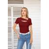 imageVICHYIE Womens Fashion Fall Clothes One Piece Cutout Tops Long Sleeve Ribbed Slim Fitted Shirts Tee TshirtsShortwine Red