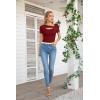 imageVICHYIE Womens Fashion Fall Clothes One Piece Cutout Tops Long Sleeve Ribbed Slim Fitted Shirts Tee TshirtsShortwine Red