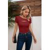 imageVICHYIE Womens Fashion Fall Clothes One Piece Cutout Tops Long Sleeve Ribbed Slim Fitted Shirts Tee TshirtsShortwine Red