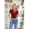 imageVICHYIE Womens Fashion Fall Clothes One Piece Cutout Tops Long Sleeve Ribbed Slim Fitted Shirts Tee TshirtsShortwine Red