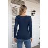 imageVICHYIE Womens Long Sleeve Shirts V Neck Ruffle Hem Slim Fitted Ribbed Knit Trendy Tee Tight TopsLong Navy Blue