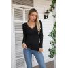 imageVICHYIE Womens Long Sleeve Shirts V Neck Ruffle Hem Slim Fitted Ribbed Knit Trendy Tee Tight TopsLongblack