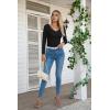 imageVICHYIE Womens Long Sleeve Shirts V Neck Ruffle Hem Slim Fitted Ribbed Knit Trendy Tee Tight TopsLongblack