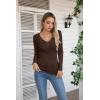 imageVICHYIE Womens Long Sleeve Shirts V Neck Ruffle Hem Slim Fitted Ribbed Knit Trendy Tee Tight TopsLongbrown
