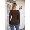 imageVICHYIE Womens Long Sleeve Shirts V Neck Ruffle Hem Slim Fitted Ribbed Knit Trendy Tee Tight TopsLongbrown