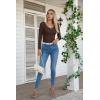 imageVICHYIE Womens Long Sleeve Shirts V Neck Ruffle Hem Slim Fitted Ribbed Knit Trendy Tee Tight TopsLongbrown
