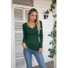 imageVICHYIE Womens Long Sleeve Shirts V Neck Ruffle Hem Slim Fitted Ribbed Knit Trendy Tee Tight TopsLonggreen