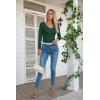 imageVICHYIE Womens Long Sleeve Shirts V Neck Ruffle Hem Slim Fitted Ribbed Knit Trendy Tee Tight TopsLonggreen
