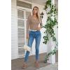 imageVICHYIE Womens Long Sleeve Shirts V Neck Ruffle Hem Slim Fitted Ribbed Knit Trendy Tee Tight TopsLongkhaki