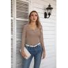 imageVICHYIE Womens Long Sleeve Shirts V Neck Ruffle Hem Slim Fitted Ribbed Knit Trendy Tee Tight TopsLongkhaki