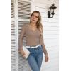 imageVICHYIE Womens Long Sleeve Shirts V Neck Ruffle Hem Slim Fitted Ribbed Knit Trendy Tee Tight TopsLongkhaki