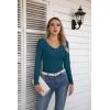 imageVICHYIE Womens Long Sleeve Shirts V Neck Ruffle Hem Slim Fitted Ribbed Knit Trendy Tee Tight TopsLongpeacock Blue