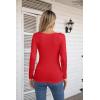 imageVICHYIE Womens Long Sleeve Shirts V Neck Ruffle Hem Slim Fitted Ribbed Knit Trendy Tee Tight TopsLongred