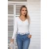 imageVICHYIE Womens Long Sleeve Shirts V Neck Ruffle Hem Slim Fitted Ribbed Knit Trendy Tee Tight TopsLongwhite