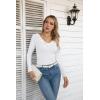 imageVICHYIE Womens Long Sleeve Shirts V Neck Ruffle Hem Slim Fitted Ribbed Knit Trendy Tee Tight TopsLongwhite