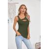 imageVICHYIE Womens Summer Cutout Tank Tops Sleeveless Shirts Ribbed Tanks Slim Fitted Y2K Sexy Basic Tee ShirtArmy Green