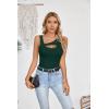 imageVICHYIE Womens Summer Cutout Tank Tops Sleeveless Shirts Ribbed Tanks Slim Fitted Y2K Sexy Basic Tee ShirtDark Green