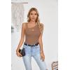 imageVICHYIE Womens Summer Cutout Tank Tops Sleeveless Shirts Ribbed Tanks Slim Fitted Y2K Sexy Basic Tee ShirtKhaki