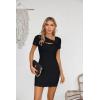 imageVICHYIE Womens Summer Dresses Cutout One Piece Ribbed Bodycon Mini Short Sleeve Casual Slim Fitted Pencil DressesBlack