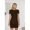 imageVICHYIE Womens Summer Dresses Cutout One Piece Ribbed Bodycon Mini Short Sleeve Casual Slim Fitted Pencil DressesCoffee