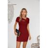 imageVICHYIE Womens Summer Dresses Cutout One Piece Ribbed Bodycon Mini Short Sleeve Casual Slim Fitted Pencil DressesWine Red