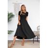 imageVICHYIE Womens Summer Dresses Cutout One Piece Ribbed Maxi Short Sleeve Casual Flowy ALine Long Midi DressBlack