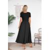 imageVICHYIE Womens Summer Dresses Cutout One Piece Ribbed Maxi Short Sleeve Casual Flowy ALine Long Midi DressBlack