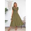 imageVICHYIE Womens Summer Dresses Cutout One Piece Ribbed Maxi Short Sleeve Casual Flowy ALine Long Midi DressGreen