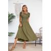 imageVICHYIE Womens Summer Dresses Cutout One Piece Ribbed Maxi Short Sleeve Casual Flowy ALine Long Midi DressGreen