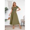 imageVICHYIE Womens Summer Dresses Cutout One Piece Ribbed Maxi Short Sleeve Casual Flowy ALine Long Midi DressGreen