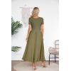 imageVICHYIE Womens Summer Dresses Cutout One Piece Ribbed Maxi Short Sleeve Casual Flowy ALine Long Midi DressGreen