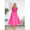 imageVICHYIE Womens Summer Dresses Cutout One Piece Ribbed Maxi Short Sleeve Casual Flowy ALine Long Midi DressHot Pink