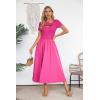 imageVICHYIE Womens Summer Dresses Cutout One Piece Ribbed Maxi Short Sleeve Casual Flowy ALine Long Midi DressHot Pink