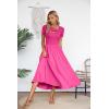 imageVICHYIE Womens Summer Dresses Cutout One Piece Ribbed Maxi Short Sleeve Casual Flowy ALine Long Midi DressHot Pink