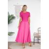 imageVICHYIE Womens Summer Dresses Cutout One Piece Ribbed Maxi Short Sleeve Casual Flowy ALine Long Midi DressHot Pink