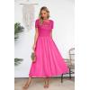 imageVICHYIE Womens Summer Dresses Cutout One Piece Ribbed Maxi Short Sleeve Casual Flowy ALine Long Midi DressHot Pink