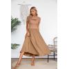 imageVICHYIE Womens Summer Dresses Cutout One Piece Ribbed Maxi Short Sleeve Casual Flowy ALine Long Midi DressKhaki