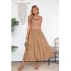 imageVICHYIE Womens Summer Dresses Cutout One Piece Ribbed Maxi Short Sleeve Casual Flowy ALine Long Midi DressKhaki